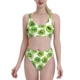 thumbnail image 1 of Daiia Green Kiwi printed 2 piece Swimsuit Bikinis for Women High Waisted Racerback Bathing Suits Summer Tummy Control Scoop Neck Swimwear-X-Large, 1 of 8