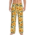 thumbnail image 1 of Daiia Green Leaf Sunflower Men's Sleep Pant with Pockets and Drawstring,Pajama Pants-X-Large, 1 of 9