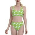 thumbnail image 1 of Daiia Green Lemon Slices printed 2 piece Swimsuit Bikinis for Women High Waisted Racerback Bathing Suits Summer Tummy Control Scoop Neck Swimwear-Medium, 1 of 8