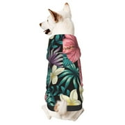 Daiia Green Tropical Leaves Pets Wear Hoodies ,Pet Dog Clothes,Puppy Hoodies,Dog Hoodies Costumes Pet Sweaters-Size Name