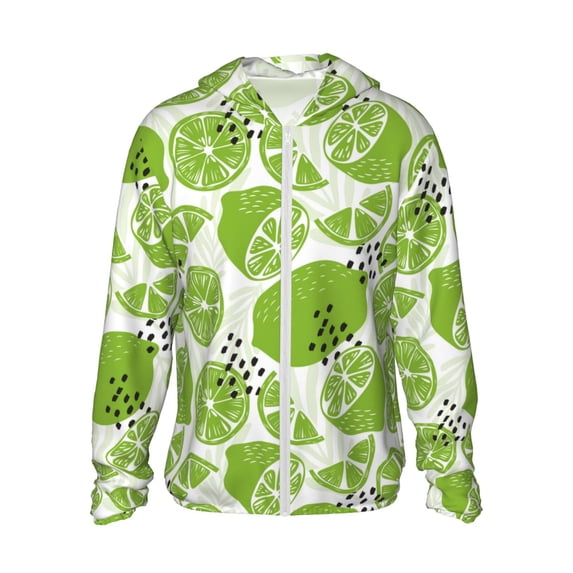 Daiia Green Various Lemons UPF 50+ Sun Protection Hoodie Jacket Lightweight Long Sleeve Sun Shirt for Women Men with Pocket Hiking Outdoor-