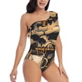 thumbnail image 1 of Daiia Grim Coffee Skull Women's One Piece Swimsuits Personalized One Shoulder Swimwear Asymmetric Ruffle Bathing Suits-Medium, 1 of 8