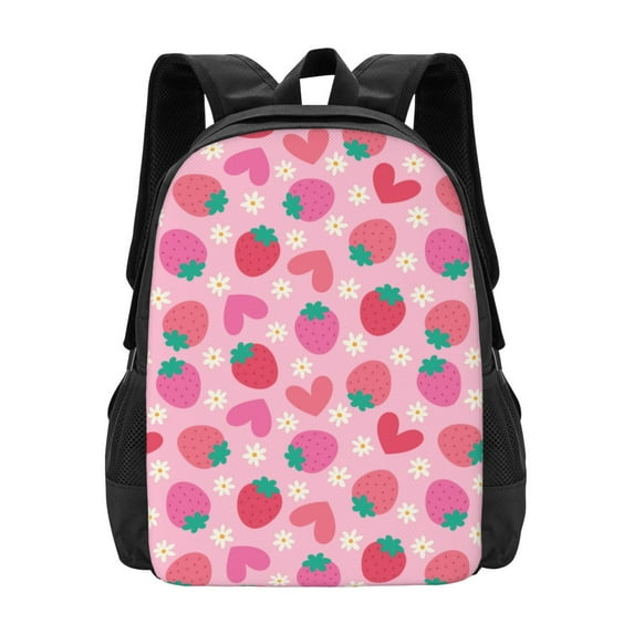 Daiia Haear Strawberry Backpack for Men and Women -Durable Backpack Large Capacity, Water-Resistant Bag with Adjustable Straps and Laptop Compartment