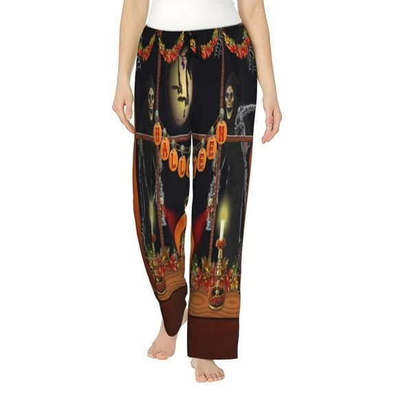 Daiia Halloween Decoration Women's Sleep Pant with Pockets and Drawstring,Pajama Pants-Large