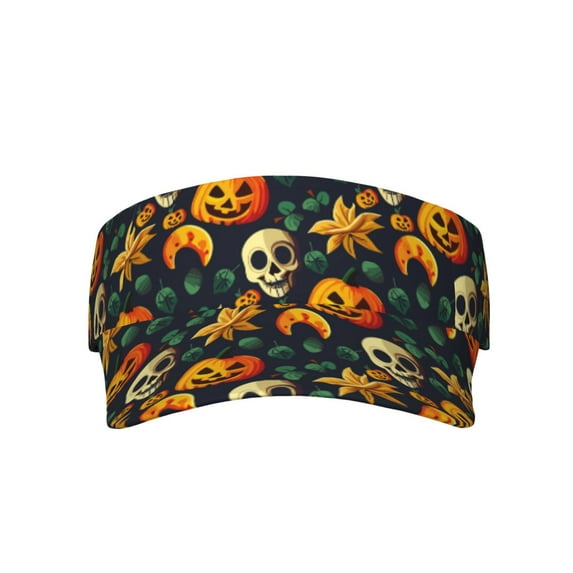 Daiia Halloween Skull Pattern Sport Sun Visor Hats Visor Cap Adjustable Empty Top Baseball Cap Cotton Ball Caps for Women and Men