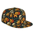 thumbnail image 1 of Daiia Halloween Skull print Flat Bill Hats Flat Brim Trucker Cap Baseball Cap Adjustable Classic Low Profile Hat Unconstructed Plain Cap, 1 of 9