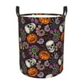 thumbnail image 1 of Daiia Halloween With Skull Round Laundry Basket with Handles Thickened Waterproof Circular hamper,Dirty Clothes Storage Basket for Bedroom,Bathroom,College Dorm-Small, 1 of 8
