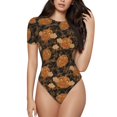 thumbnail image 1 of Daiia Halloween4 print Women's Crew Neck Short Sleeve Bodysuit Fashion Tops Fit Casual Basic Extender Bodysuit-Small, 1 of 9
