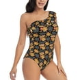 thumbnail image 1 of Daiia Hamburgers Hot Dogs Women's One Piece Swimsuits Personalized One Shoulder Swimwear Asymmetric Ruffle Bathing Suits-X-Large, 1 of 8