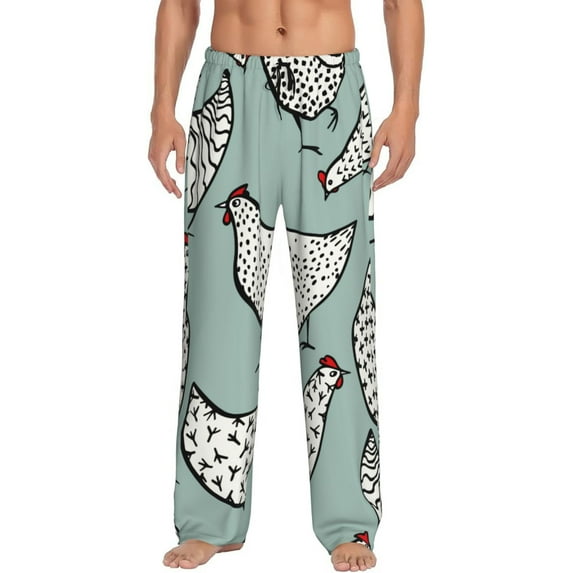 Daiia Hand Drawn Chickens Men's Sleep Pant with Pockets and Drawstring,Pajama Pants-XX-Large
