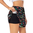 thumbnail image 1 of Daiia Hand Drawn Colorful Fishes Pattern Women's 2 in 1 Running Shorts - Lightweight Athletic Workout Gym Yoga Shorts Liner with Phone Pockets-XX-Large, 1 of 7