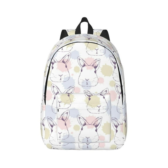 Daiia Hand Drawn Rabbit Vintage Canvas Backpack for Men and Women ,Hiking Backpack,Travel Laptop Bag for School,Large Capacity Backpack