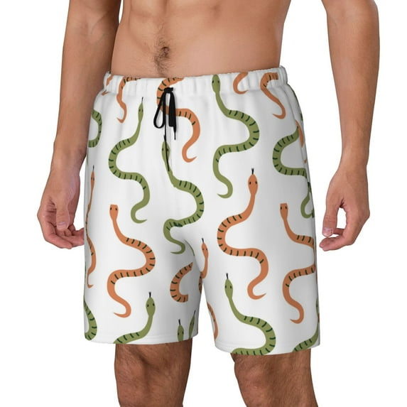 Daiia Hand Drawn Snake Mens Swim Trunks Swim Shorts Quick Dry Swim Shorts with Mesh Lining Pockets-X-Large
