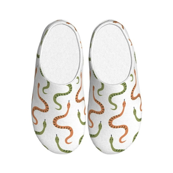 Daiia Hand Drawn Snake Print Women’s Fuzzy Slippers Memory Foam Lightweight House Shoes Cozy Loafer Flannel House Shoes-42/43
