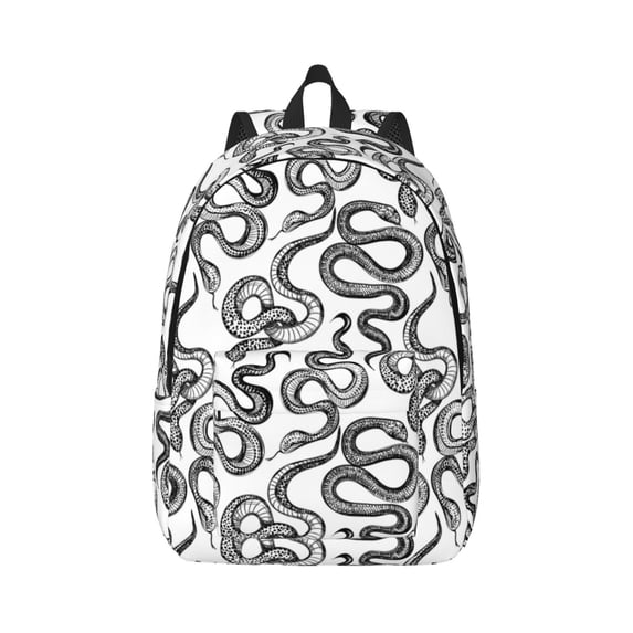 Daiia Hand Drawn Snake Vintage Canvas Backpack for Men and Women ,Hiking Backpack,Travel Laptop Bag for School,Large Capacity Backpack