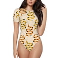 thumbnail image 1 of Daiia Hand Drawn Snake print Women's Crew Neck Short Sleeve Bodysuit Fashion Tops Fit Casual Basic Extender Bodysuit-XX-Large, 1 of 9