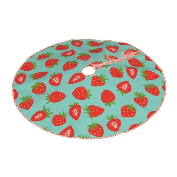 Daiia Hand Drawn Strawberry Drawing Merry Christmas Tree Skirt , Xmas Large Lace-up Tree Skirt, Santa Snowflakes Rustic Home Decorations New Year Party Farmhouse Decor-36"
