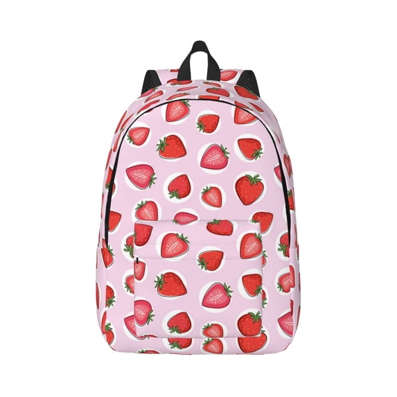 Daiia Hand Drawn Strawberry Vintage Canvas Backpack for Men and Women ,Hiking Backpack,Travel Laptop Bag for School,Large Capacity Backpack