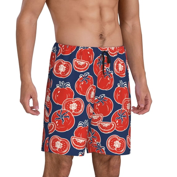 Daiia Hand Drawn Tomatoes Mens Woven Stretch Pajama Short,Short Pajama Pants-Medium