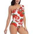thumbnail image 1 of Daiia Hand Drawn Tomatoes Women's One Piece Swimsuits Personalized One Shoulder Swimwear Asymmetric Ruffle Bathing Suits-X-Large, 1 of 8