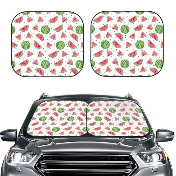 Daiia Hand Drawn Watermelon 2PCS Car Windshield Sun Shade, Foldable Sun Shield for Car Front Window, Auto Sun Blocker Visor Protector Universal for Truck SUV Pickup-Large