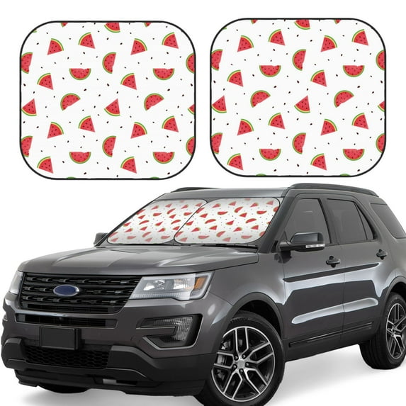 Daiia Hand Drawn Watermelon 2PCS Car Windshield Sun Shade, Foldable Sun Shield for Car Front Window, Auto Sun Blocker Visor Protector Universal for Truck SUV Pickup-Large