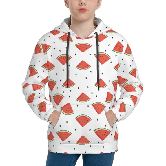Daiia Hand Drawn Watermelon for Boys Fashion Hoodies & Sweatshirts with Kangaroo Pocket,Hooded Sweatshirt for Kid, Breathable& Moisture Wicking-X-Large