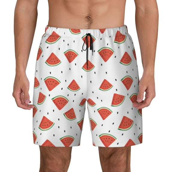 Daiia Hand Drawn Watermelon Mens Swim Trunks Swim Shorts Quick Dry Swim Shorts with Mesh Lining Pockets-Large