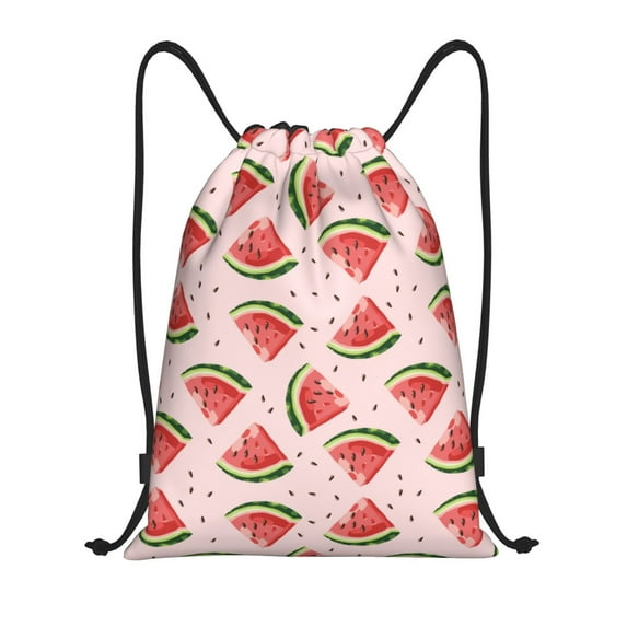 Daiia Hand Drawn Watermelon Pattern Drawstring Backpack, Gym Bag, Lightweight Backpack, Water-Resistant Bag Travel Sports Backpack, Fitness Bag, Yoga Bag-Medium