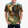 thumbnail image 1 of Daiia Happy Dog In Flower Field Pattern Men’s Polo Shirts,Solid Deck Shirt,Classic Fit, Breathable Cotton Polo for Casual and Sport Wear-Large, 1 of 7