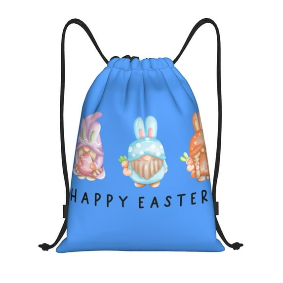 Daiia Happy Easter Sunflower Gnomes,Cute Gnome Pattern Drawstring Backpack, Gym Bag, Lightweight Backpack, Water-Resistant Bag Travel Sports Backpack, Fitness Bag, Yoga Bag-Medium