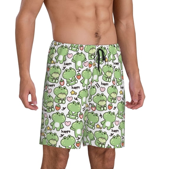 Daiia Happy Frogs Mens Woven Stretch Pajama Short,Short Pajama Pants-Small
