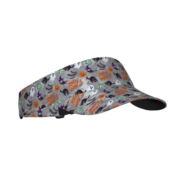 Daiia Happy Halloween Pattern Sport Sun Visor Hats Visor Cap Adjustable Empty Top Baseball Cap Cotton Ball Caps for Women and Men