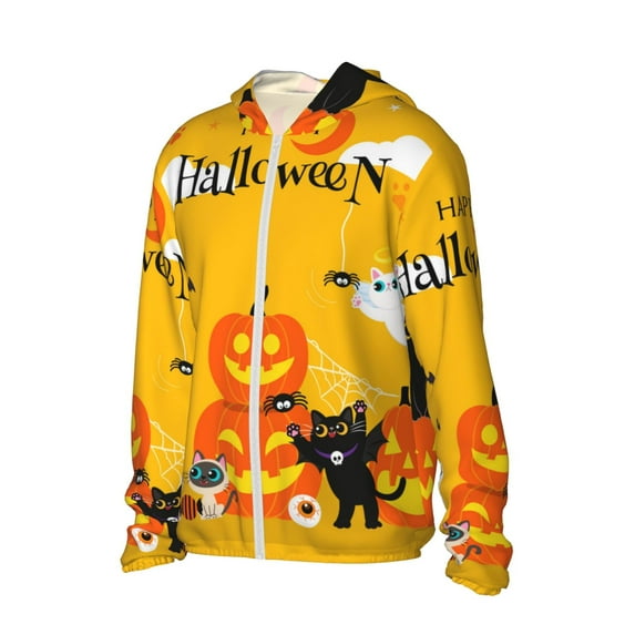 Daiia Happy Halloween1 UPF 50+ Sun Protection Hoodie Jacket Lightweight Long Sleeve Sun Shirt for Women Men with Pocket Hiking Outdoor-Medium