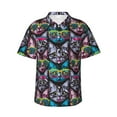 thumbnail image 1 of Daiia Happy Kitten Faces Hawaiian Shirt for Men Gentle Cotton Regular Short Sleeve Casual-Small, 1 of 9
