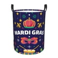 thumbnail image 1 of Daiia Happy Mardi Gras Round Laundry Basket with Handles Thickened Waterproof Circular hamper,Dirty Clothes Storage Basket for Bedroom,Bathroom,College Dorm-Small, 1 of 8