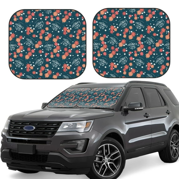 Daiia Happy Mother's Day 2PCS Car Windshield Sun Shade, Foldable Sun Shield for Car Front Window, Auto Sun Blocker Visor Protector Universal for Truck SUV Pickup-Medium