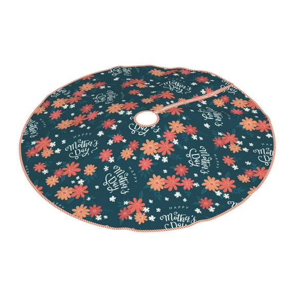 Daiia Happy Mother's Day Drawing Merry Christmas Tree Skirt , Xmas Large Lace-up Tree Skirt, Santa Snowflakes Rustic Home Decorations New Year Party Farmhouse Decor-48"