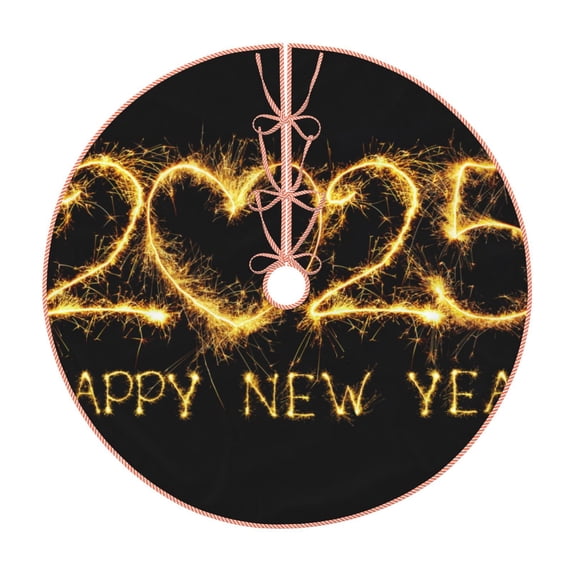 Daiia Happy New Year 2025 D Drawing Merry Christmas Tree Skirt , Xmas Large Lace-up Tree Skirt, Santa Snowflakes Rustic Home Decorations New Year Party Farmhouse Decor-36"