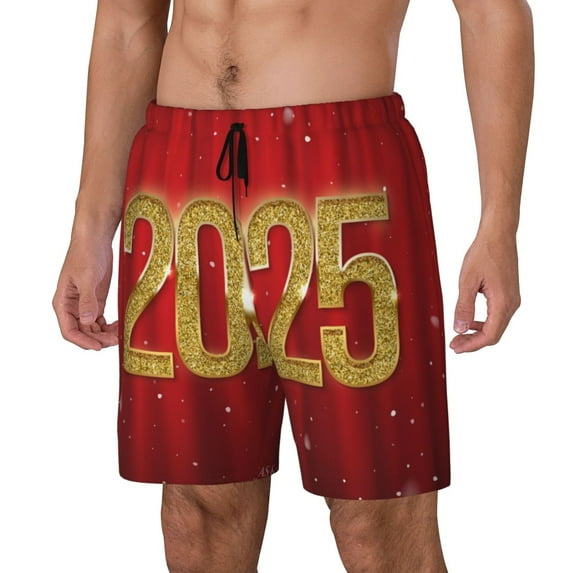 Daiia Happy New Year 2025 F Mens Swim Trunks Swim Shorts Quick Dry Swim Shorts with Mesh Lining Pockets-Large
