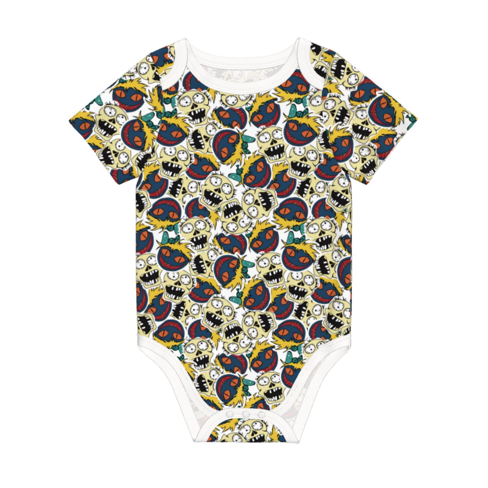 Newborn Baby Cartoon Graphic Shoulder Buckle Design Soft bodysuit Bodysuit