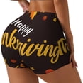 thumbnail image 1 of Daiia Happy Thanksgiving 1 Pattern Women's Workout Shorts Biker Shorts - High Waisted Workout Spandex Tummy Control Gym Running Yoga Shorts-X-Large, 1 of 8