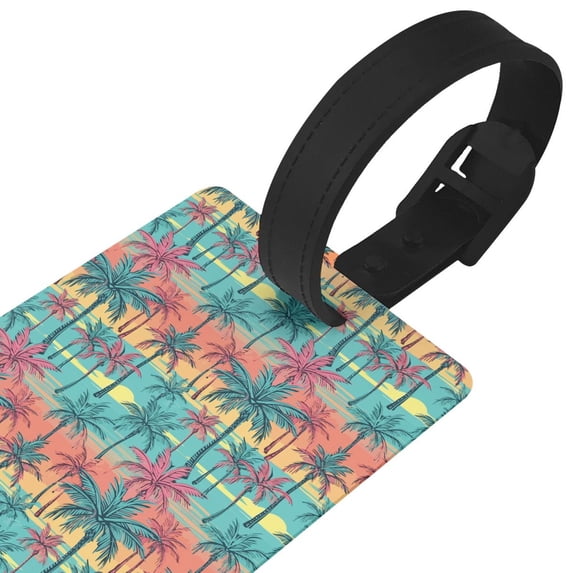 Daiia Hawaii Palms Durable Luggage Tags with Secure Strap Travel ID Tags Suitcase ID Tags Bag Identification Tags - Easy Identification for Men and Women