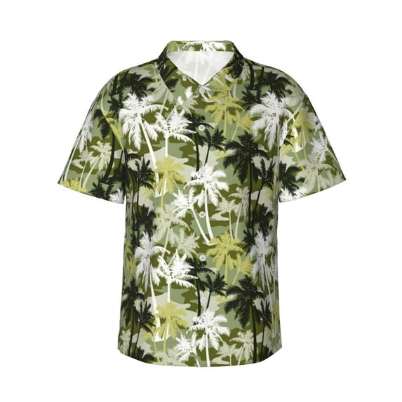 Daiia Hawaii Palms Hawaiian Shirt for Men Gentle Cotton Regular Short Sleeve Casual-3X-Large