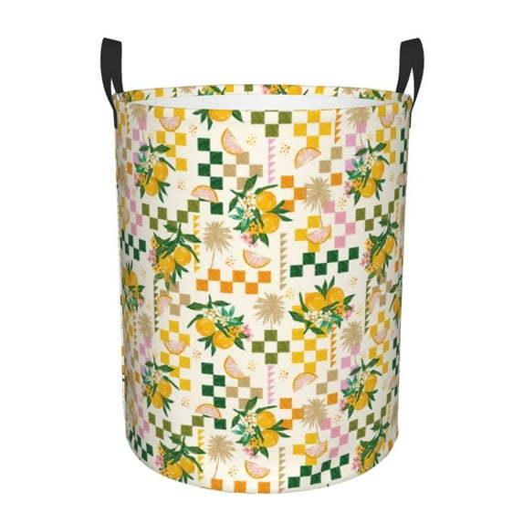 Daiia Hawaii Palms Round Laundry Basket with Handles Thickened Waterproof Circular hamper,Dirty Clothes Storage Basket for Bedroom,Bathroom,College Dorm-Medium