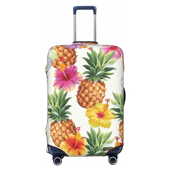Daiia Hawaiian Pineappl Luggage Cover, Thickened Washable Travel Luggage Covers, Elastic Unique Baggage Covers for 18-20 inch Luggage-Medium