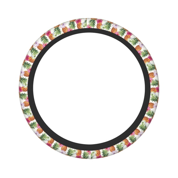 Daiia Hawaiian Pineappl Steering Wheel Cover Auto Steering Wheel Covers Breathable Anti-Slip Steering Wheels Car Interior Decor Accessories for Men Women Universal 15 Inch