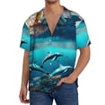thumbnail image 1 of Daiia Hawaiian Ship Dolphin Men's Linen Shirts Short Sleeve Casual Shirts Button Down Shirt for Men Beach Summer Wedding Shirt-X-Large, 1 of 6