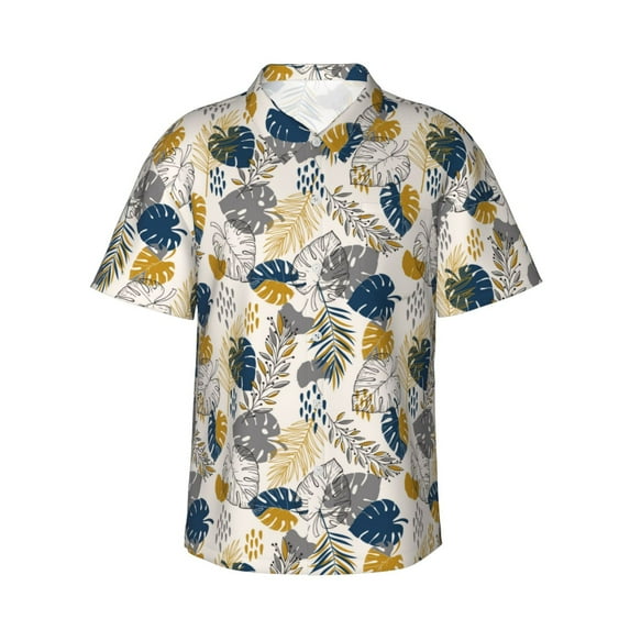 Daiia Hawaiian Style Hawaiian Shirt for Men Gentle Cotton Regular Short Sleeve Casual-Medium
