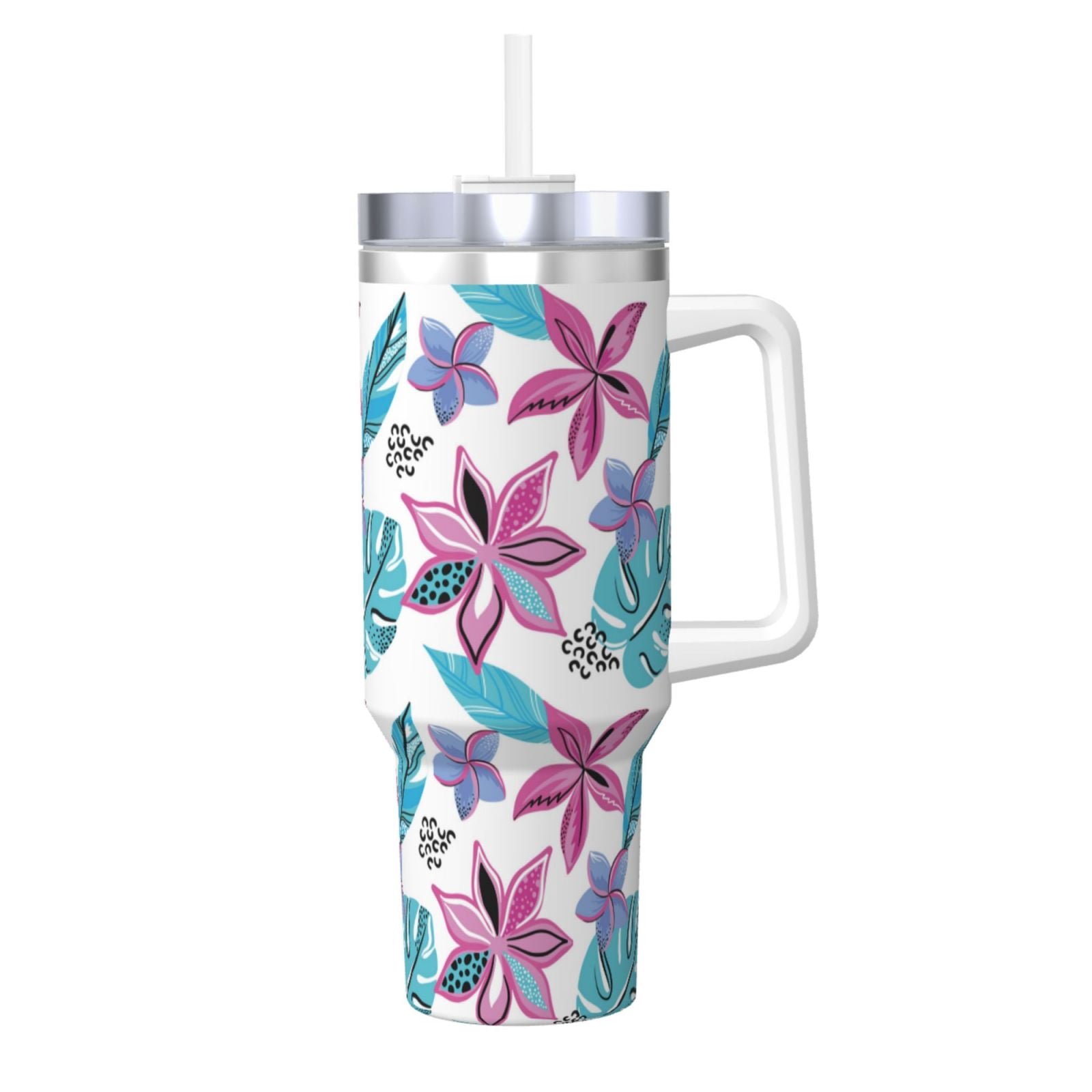 Pua Kala Hawaiian Poppy 40oz Tumbler - Black Handle, Brown